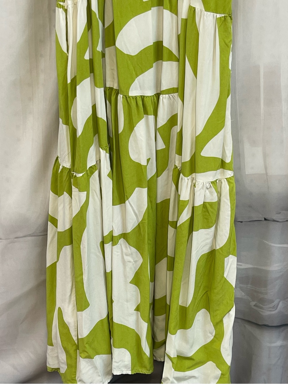 Anthropologie S Small maxi dress Abel the Label citron geometric strappy tier - Picture 10 of 16